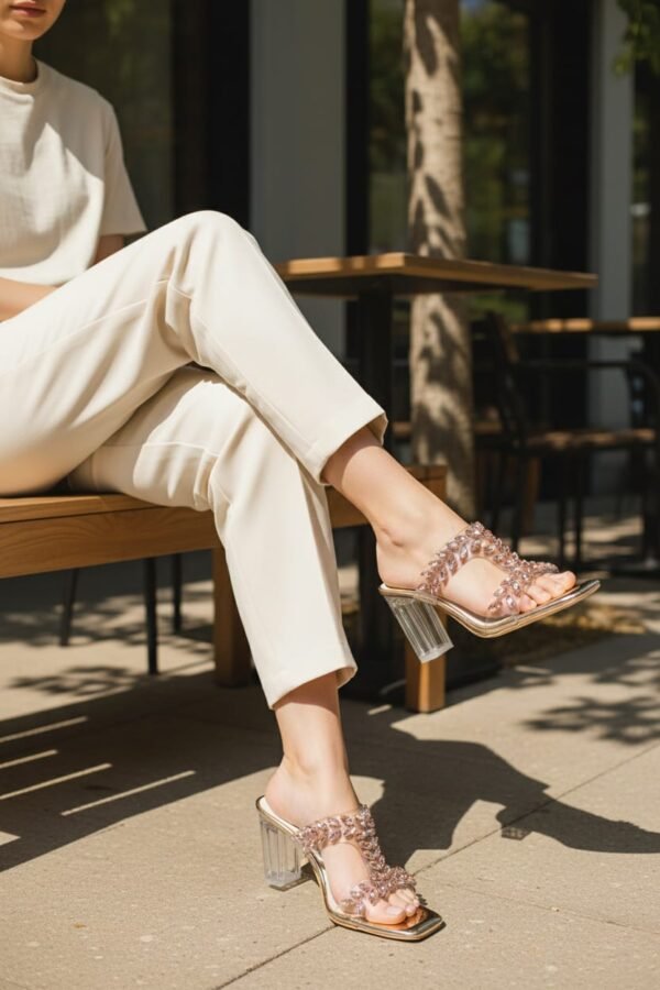 Crystal Cage Block Heel Sandals