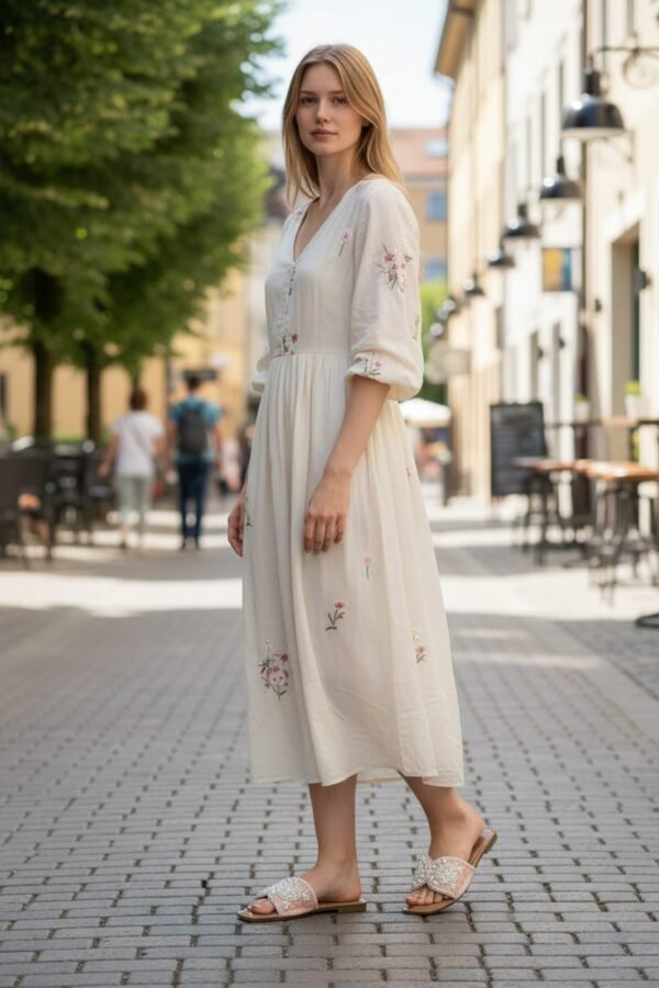 Pearl Embellished Square-Toe Flat Sandals