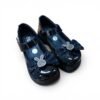 Girls Classic Bunny Bow Ballerina Shoes – Black