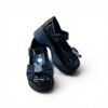 Girls Classic Bunny Bow Ballerina Shoes – Black