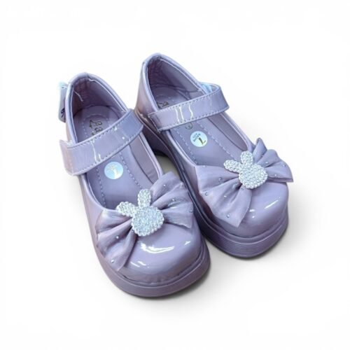 Girls Classic Bunny Bow Ballerina Shoes – Purple