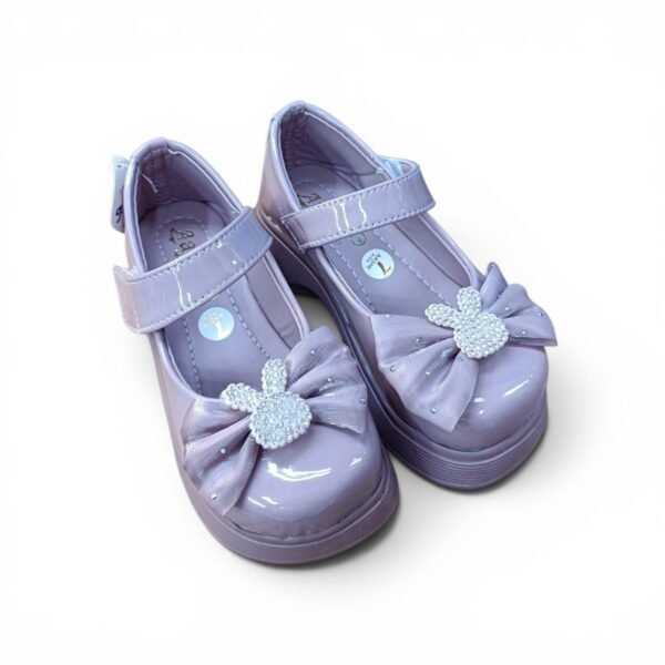 Girls Classic Bunny Bow Ballerina Shoes – Purple