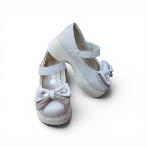 Girls Classic Bunny Bow Ballerina Shoes – Cream