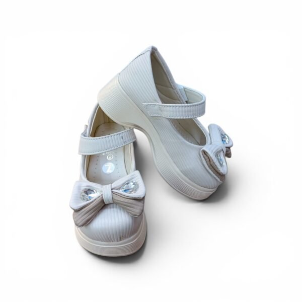 Girls Classic Bunny Bow Ballerina Shoes – Cream
