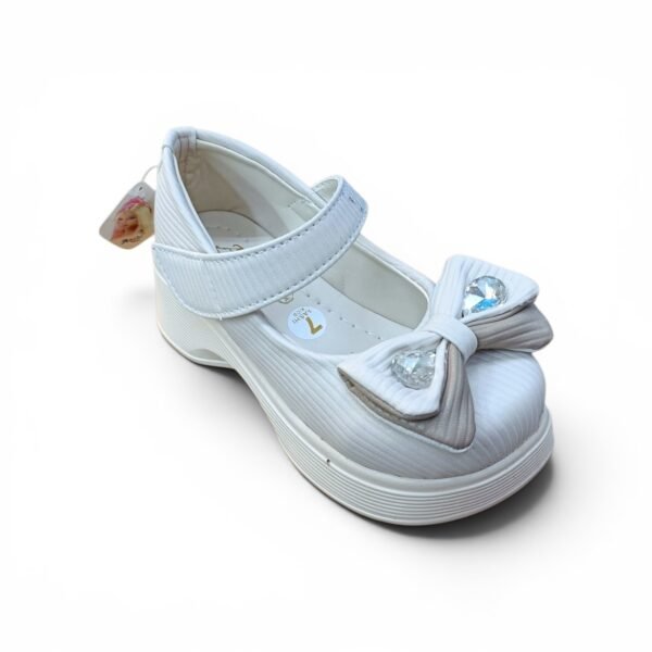 Girls Classic Bunny Bow Ballerina Shoes – Cream