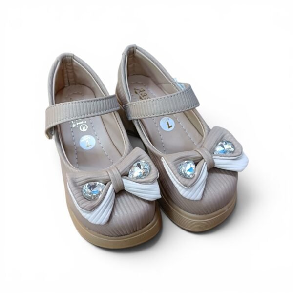 Girls Classic Bunny Bow Ballerina Shoes – Beige