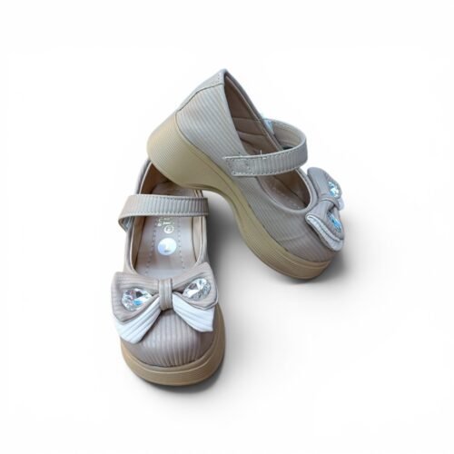 Girls Classic Bunny Bow Ballerina Shoes – Beige