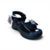 Girls Pearl Bunny Bow Platform Sandals – Black