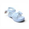 Girls Pearl Bunny Bow Platform Sandals – White