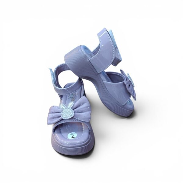 Girls Pearl Bunny Bow Platform Sandals – Purple