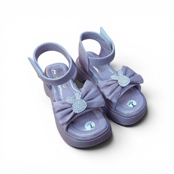 Girls Pearl Bunny Bow Platform Sandals – Purple