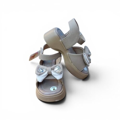 Girls Beige Bow Platform Sandals