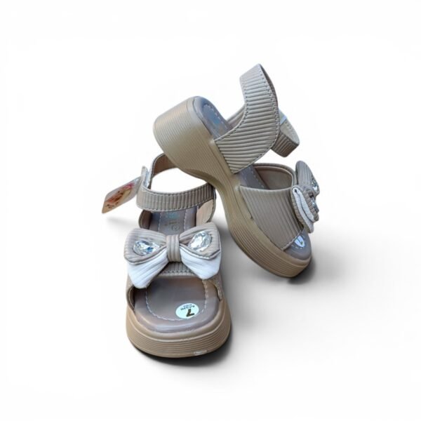 Girls Beige Bow Platform Sandals