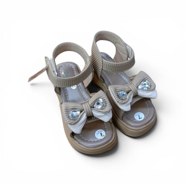 Girls Beige Bow Platform Sandals