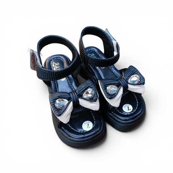 Girls Black Bow Platform Sandals