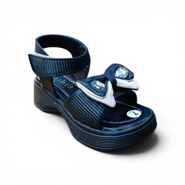 Girls Black Bow Platform Sandals