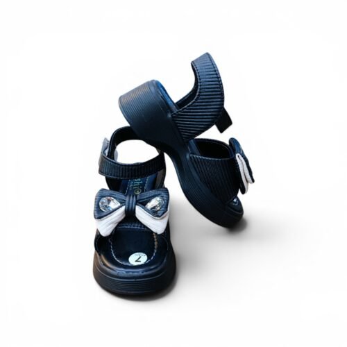 Girls Black Bow Platform Sandals