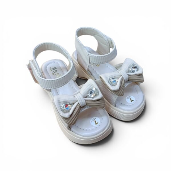Girls White Bow Platform Sandals
