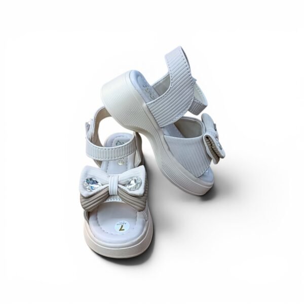 Girls White Bow Platform Sandals