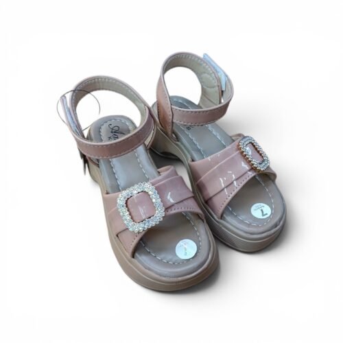 Girls Pink Rhinestone Wedge Sandals