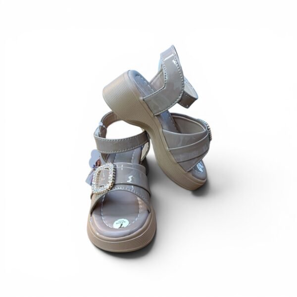 Girls Beige Rhinestone Wedge Sandals