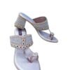 2 Branded Women's Silver Glitter Slip-On Heels with Bead & Pearl Embellishments – 2.5 Inch Heel