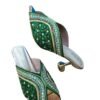 Green Embellished Bridal Kitten-Heeled Sandals
