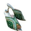 Green Embellished Bridal Kitten-Heeled Sandals