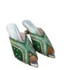 Green Embellished Bridal Kitten-Heeled Sandals