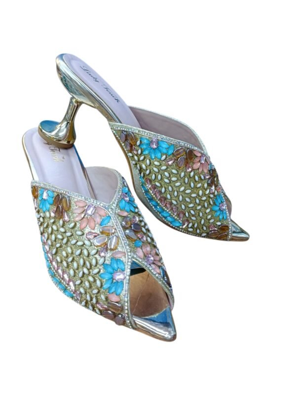 Women's Embellished Kitten-Heeled Sandals – Nude Blush
