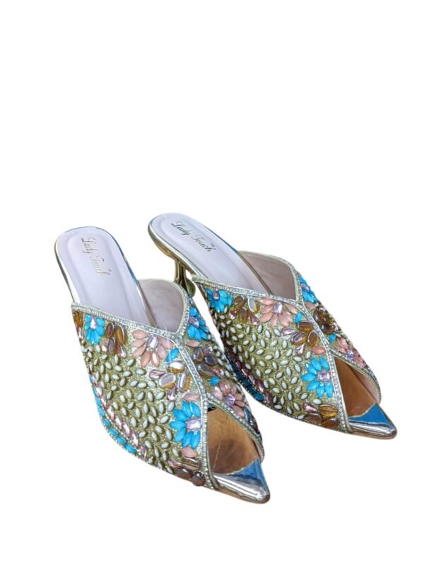 Women's Embellished Kitten-Heeled Sandals – Nude Blush