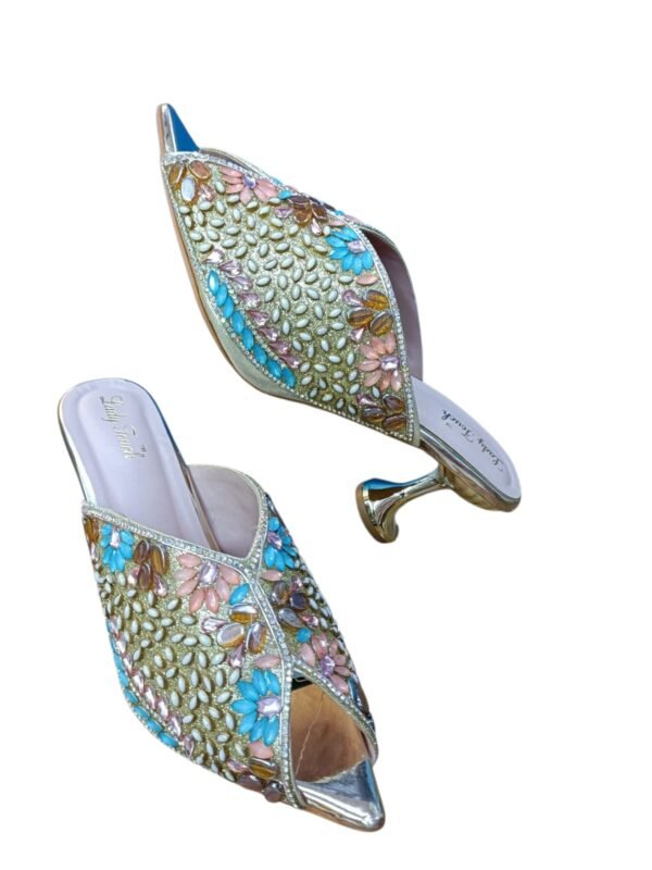 Women's Embellished Kitten-Heeled Sandals – Nude Blush