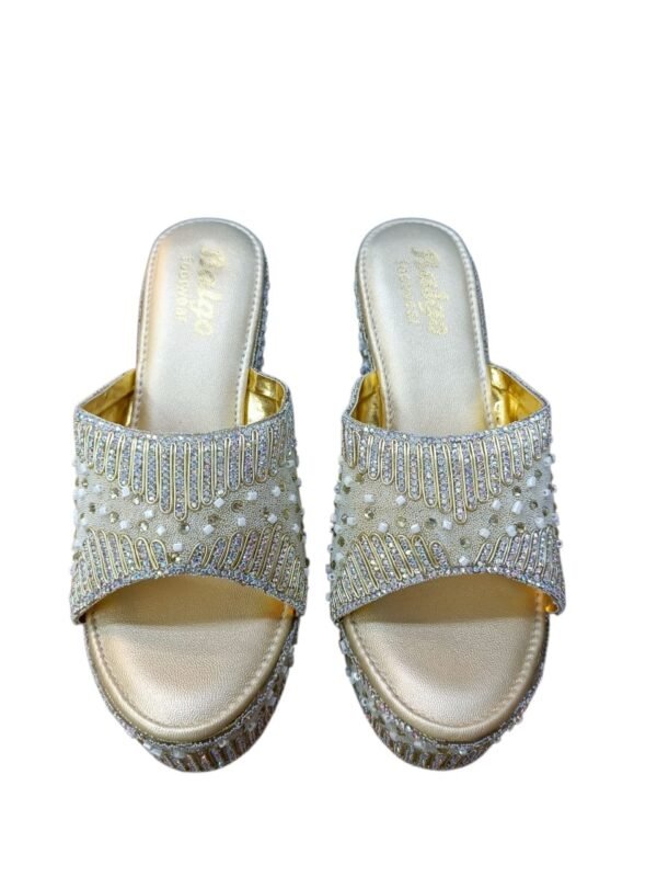 WhatsApp Image 2026-06-07 at 12.54.53 PM Pearl & Rhinestone Embellished Platform Mule Heels – Champagne Gold | 4 Inch Block Heel
