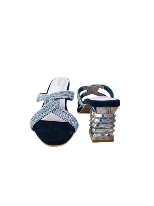 WhatsApp Image 2026-06-07 at 2.15.34 PM (1) Black Rhinestone Embellished Mule Heels for Women – 3 inch Metallic Block Heel Party Sandals