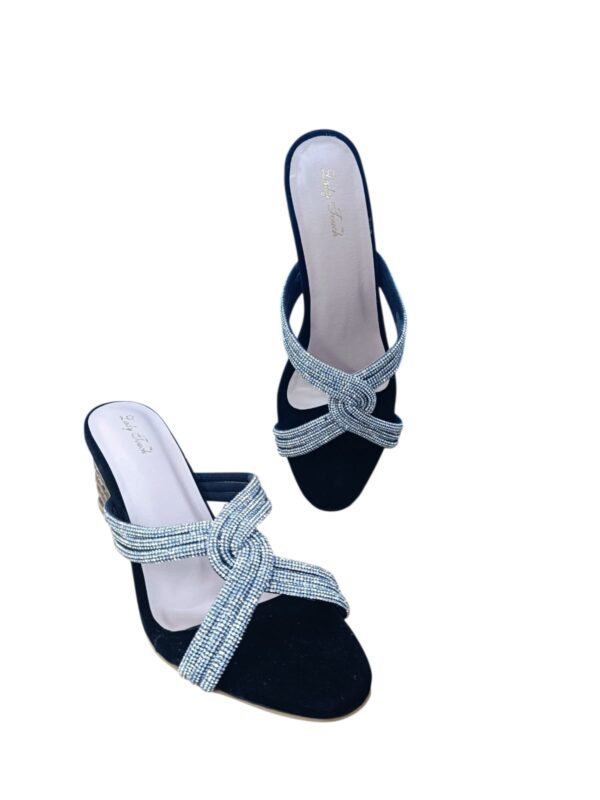 WhatsApp Image 2026-06-07 at 2.15.34 PM Black Rhinestone Embellished Mule Heels for Women – 3 inch Metallic Block Heel Party Sandals
