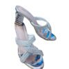 Crystal Embellished Slip-On Mule Heels for Women – 2.5 Inch Metallic Block Heel Sandals