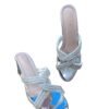 Crystal Embellished Slip-On Mule Heels for Women – 2.5 Inch Metallic Block Heel Sandals