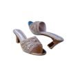 Rose Gold Studded & Rhinestone Mule Heels | 3 inch Women's Festive Block Heel Sandals