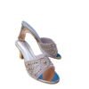 Rose Gold Studded & Rhinestone Mule Heels | 3 inch Women's Festive Block Heel Sandals
