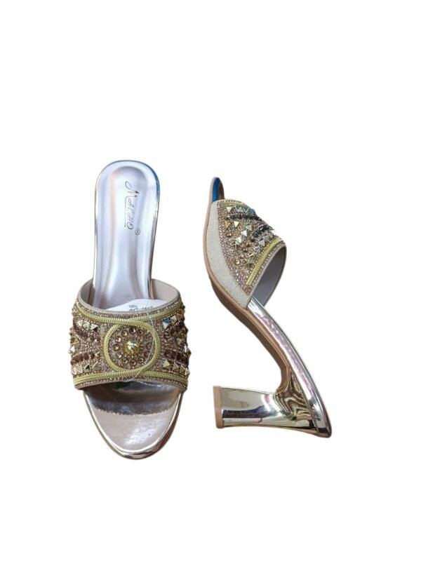 WhatsApp Image 2026-06-07 at 7.14.07 PM (1) Gold Embellished Block Heel Mule Sandals for Women – 3 inch Ethnic Party Wear Heels