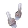 Rose Gold Crystal Floral Mule Heels for Women – 3 inch Elegant Party Wear Slip-On Sandals