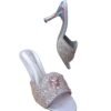 Rose Gold Crystal Floral Mule Heels for Women – 3 inch Elegant Party Wear Slip-On Sandals