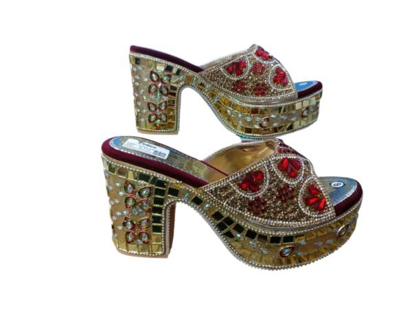 WhatsApp Image 2026-06-08 at 6.20.57 PM (1) Gold Red Stone Embellished Platform Block Heels for Women – 4 Inch Festive Sandals