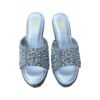 AZ Footwear Silver Rhinestone Embellished Block Heels for Women – 4 Inch Party Wear Sandals