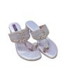 Branded Women's Silver Glitter Slip-On Heels with Bead & Pearl Embellishments – 2.5 Inch Heel