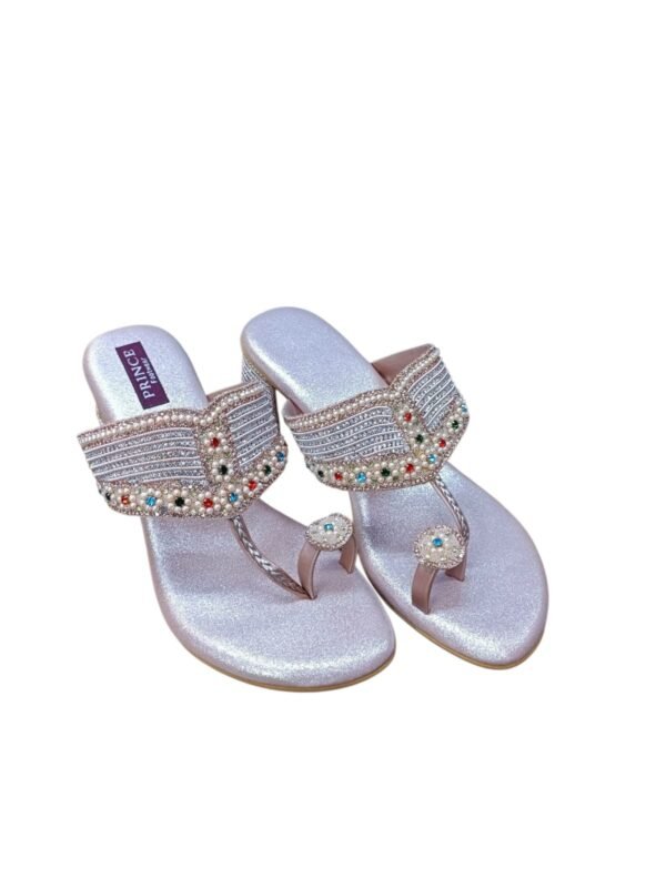 WhatsApp Image 2026-06-10 at 3.01.17 PM Branded Women's Silver Glitter Slip-On Heels with Bead & Pearl Embellishments – 2.5 Inch Heel