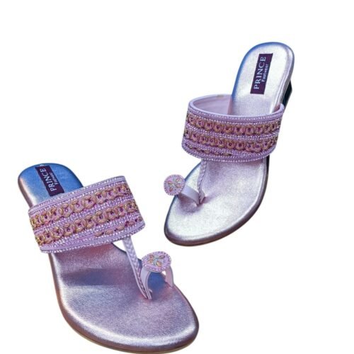 WhatsApp Image 2026-06-10 at 6.03.18 PM (2) Women's Metallic Pink Embellished Heels with Pink & Gold Strap Detailing – 2 Inch Heel