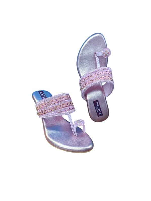 WhatsApp Image 2026-06-10 at 6.03.18 PM Women's Metallic Pink Embellished Heels with Pink & Gold Strap Detailing – 2 Inch Heel
