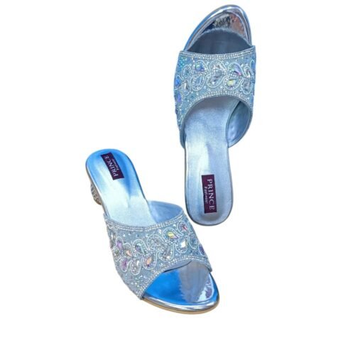 WhatsApp Image 2026-06-10 at 6.13.32 PM Prince Footwear Women's Light Blue Embellished Sandals with Silver Detailing & 2-Inch Spool Heel