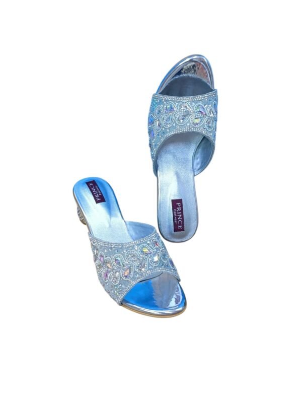WhatsApp Image 2026-06-10 at 6.13.32 PM Prince Footwear Women's Light Blue Embellished Sandals with Silver Detailing & 2-Inch Spool Heel